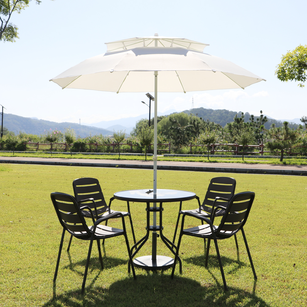 카페 테라스 야외 테이블 세트 피크닉 의자 파라솔 야외벤치 야외용 티 60투명 멜로디의자2 레드고정형