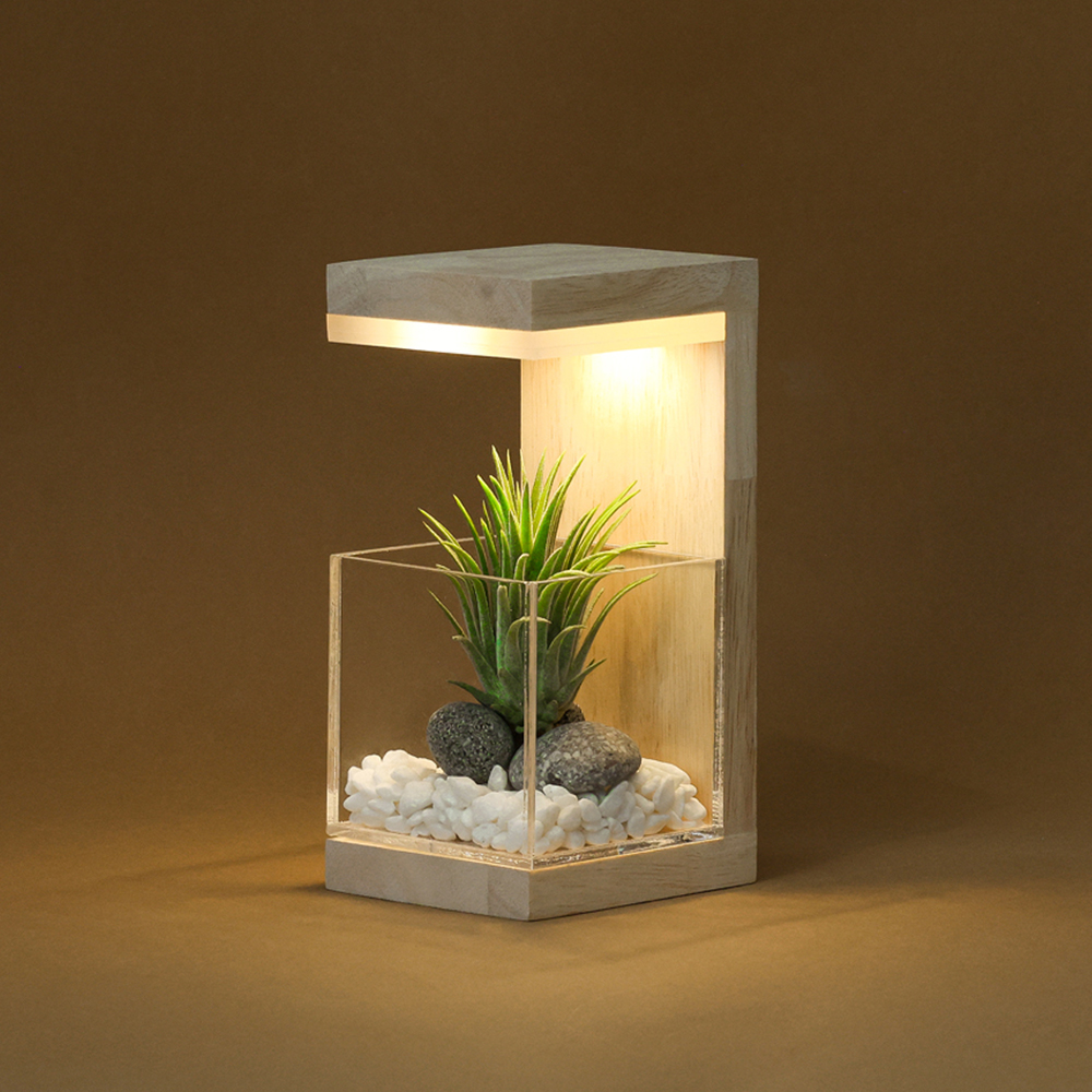 원목 LED 식물 무드등 유선 플랜테리어 수면 취침등 집들이선물 네추럴베이지 이오난사