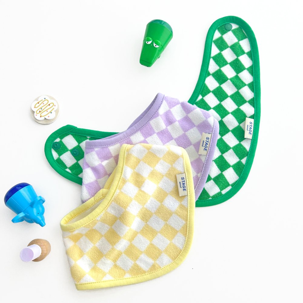 아기 침받이 턱받이 타올 [체커보드 스카프빕]