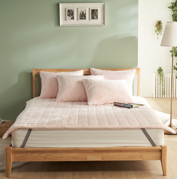 라지킹 패드 극세사 침대패드 고정밴드 겨울 매트리스