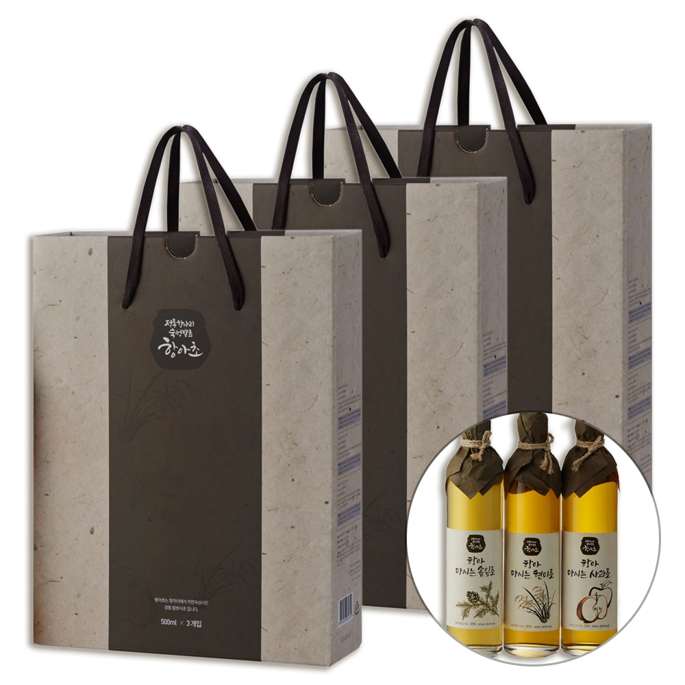 항아리 발효 숙성 사과 솔잎 현미 식초 음료베이스 세트 3팩 (4500ml) : 굿소일포유