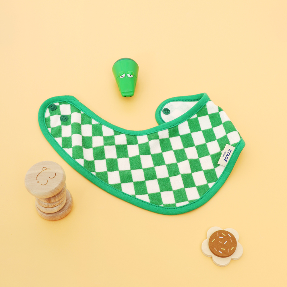 아기 침받이 턱받이 타올 [체커보드 스카프빕]