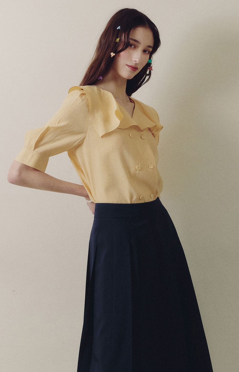 [디어케이] 쇼패너 세일러 카라 블라우스 SWBLNE0400 : 디어케이 DearK