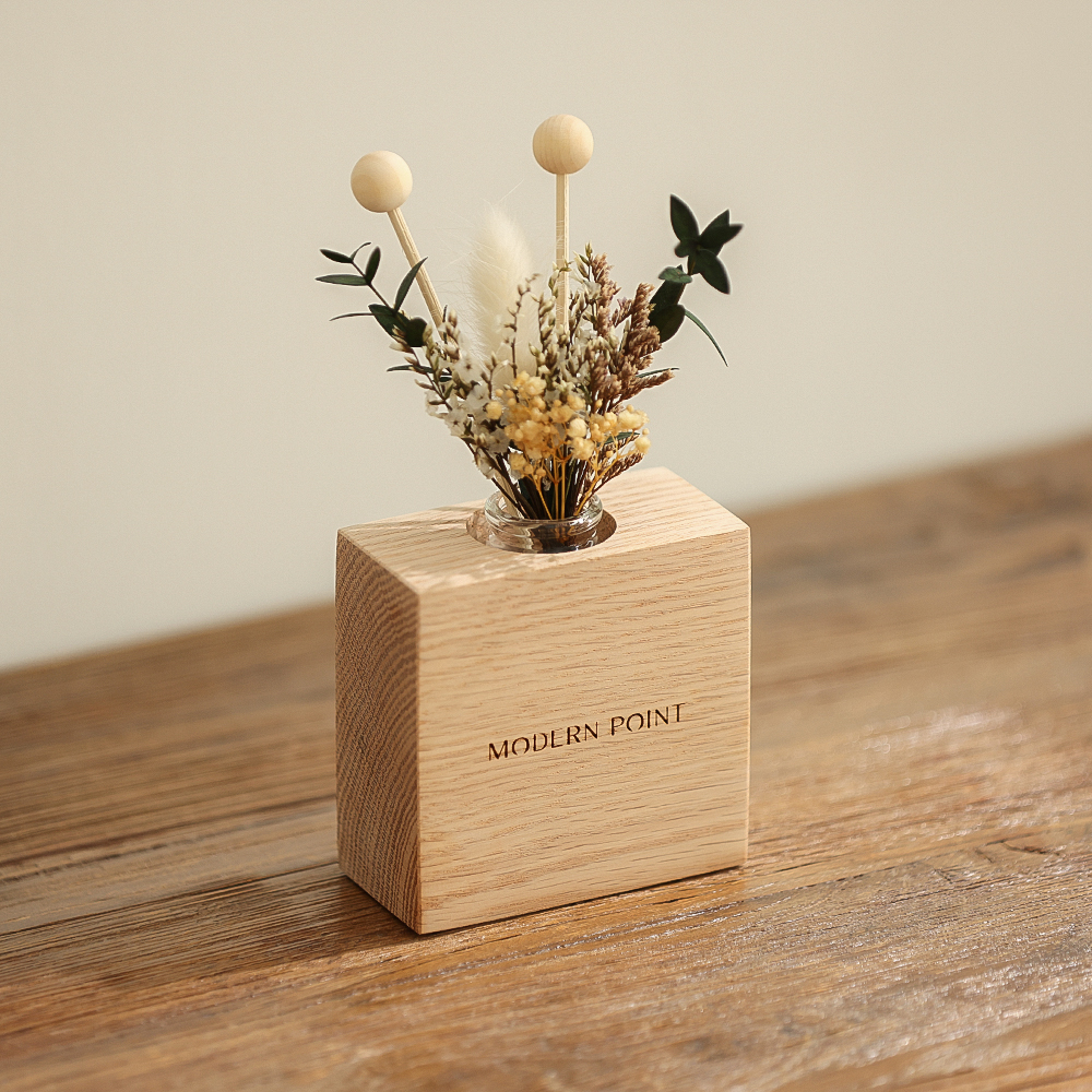 원목 각인 플라워 디퓨저 실내방향제 100ml 집들이선물 A타입 네이처 던