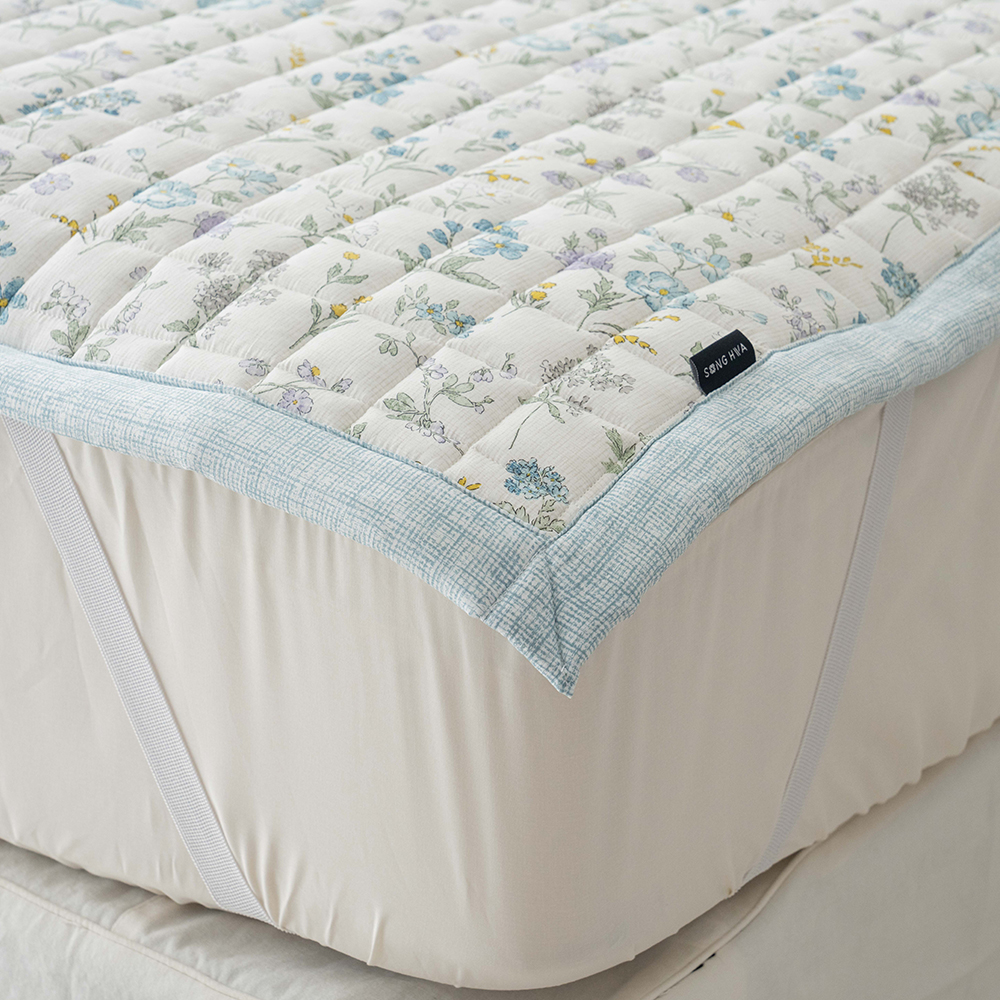 알러지케어침구 플라워패턴 모달패드 슈퍼싱글 퀸 논슬립 고무밴드 침대패드
