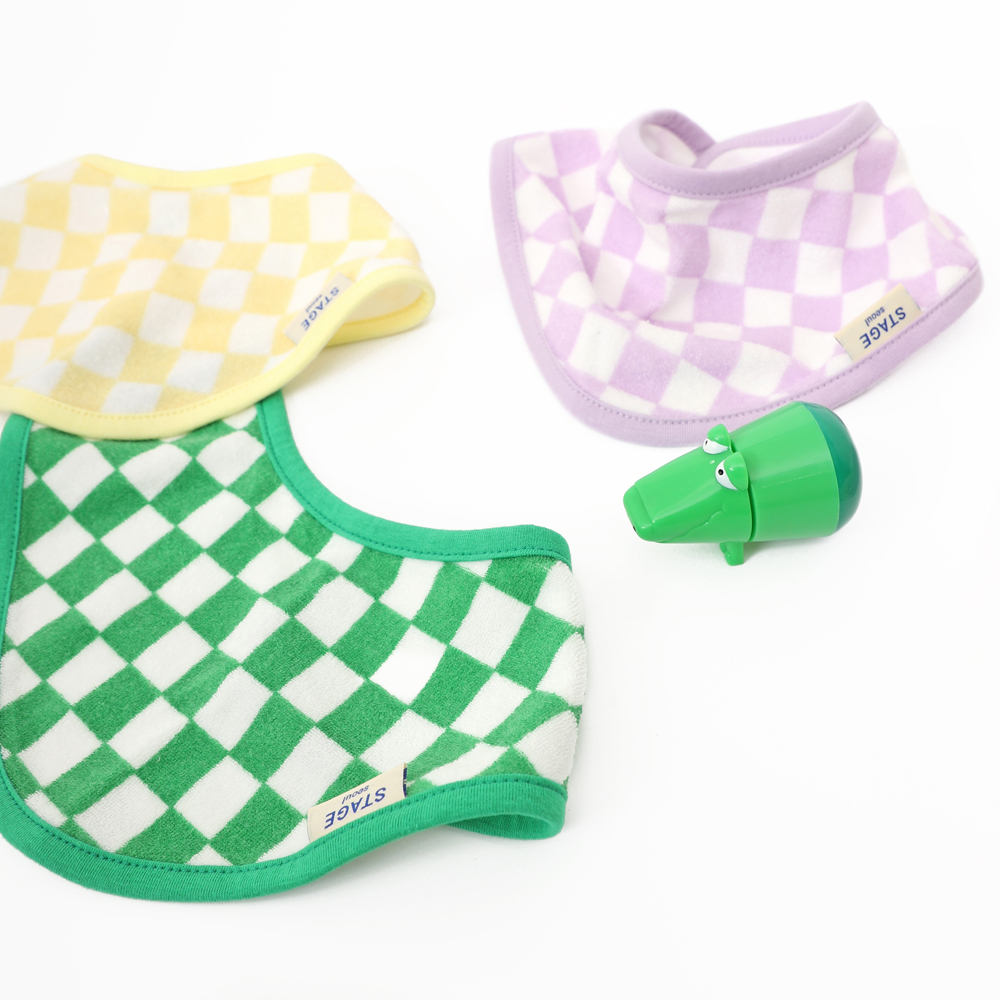 아기 침받이 턱받이 타올 [체커보드 스카프빕]