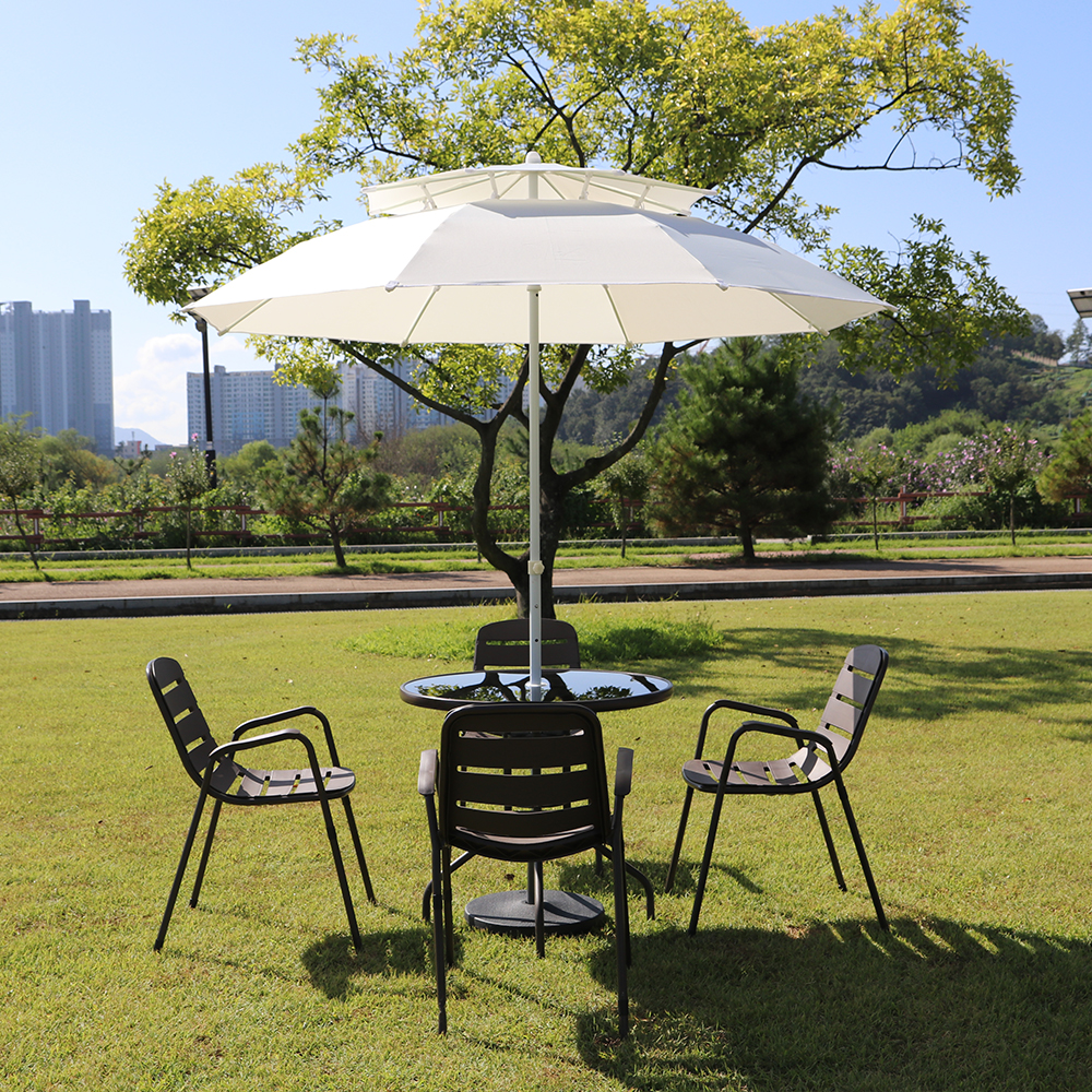 카페 테라스 야외 테이블 세트 피크닉 의자 파라솔 야외벤치 야외용 티 60투명 멜로디의자2 레드고정형