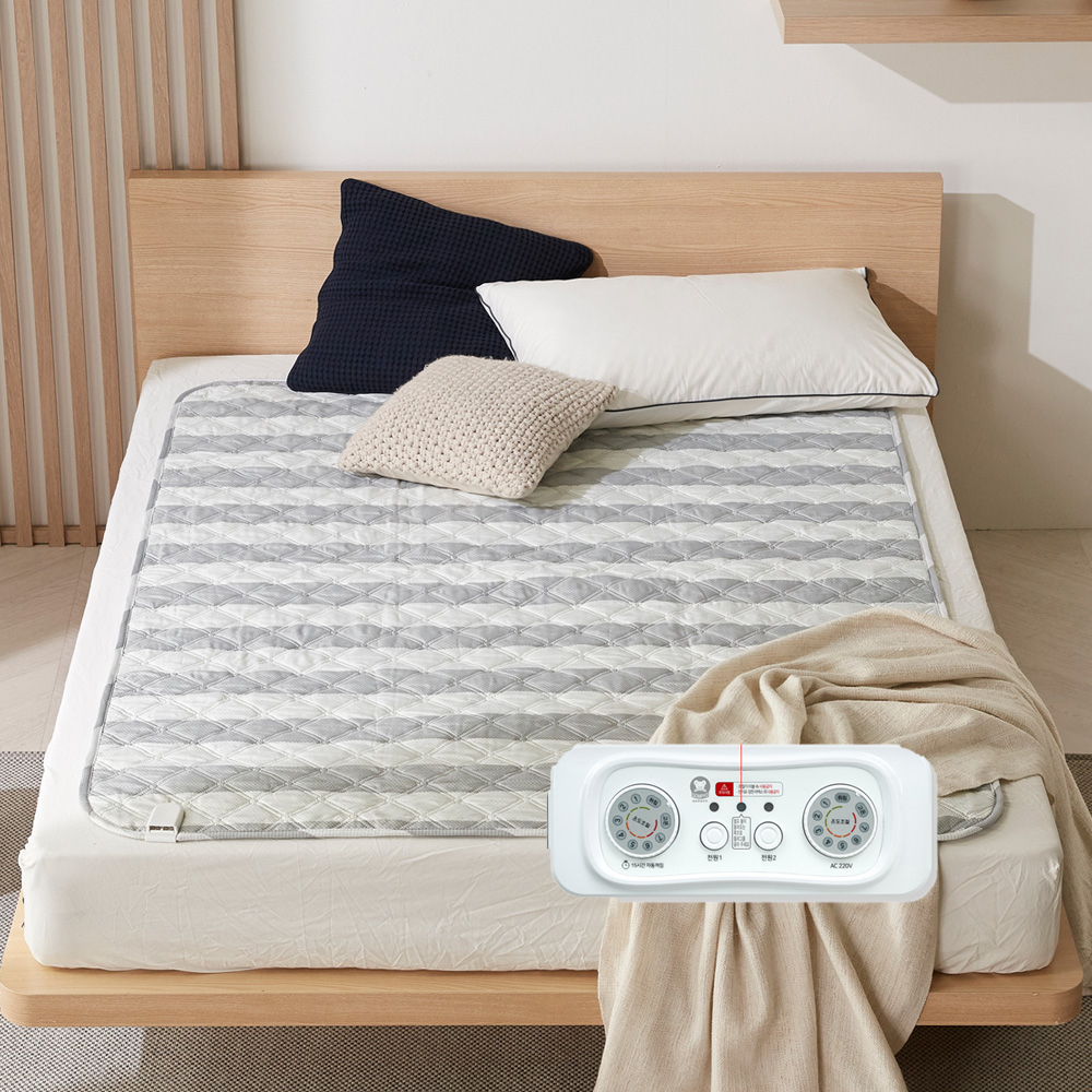 탄소매트 전자파 안심 좌우 분리난방 퀸더블 전기장판 물세탁 심플라인