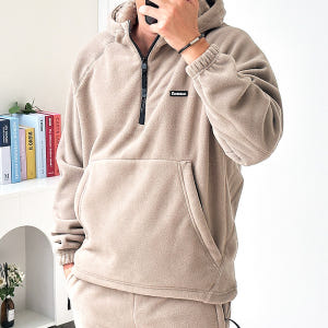 남자 양털아노락 후리스 반집업 겨울 융털 후드아노락 플리스 오버핏 빅사이... 착용 후기 | 사이즈/핏 총정리 - 상품 이미지 1