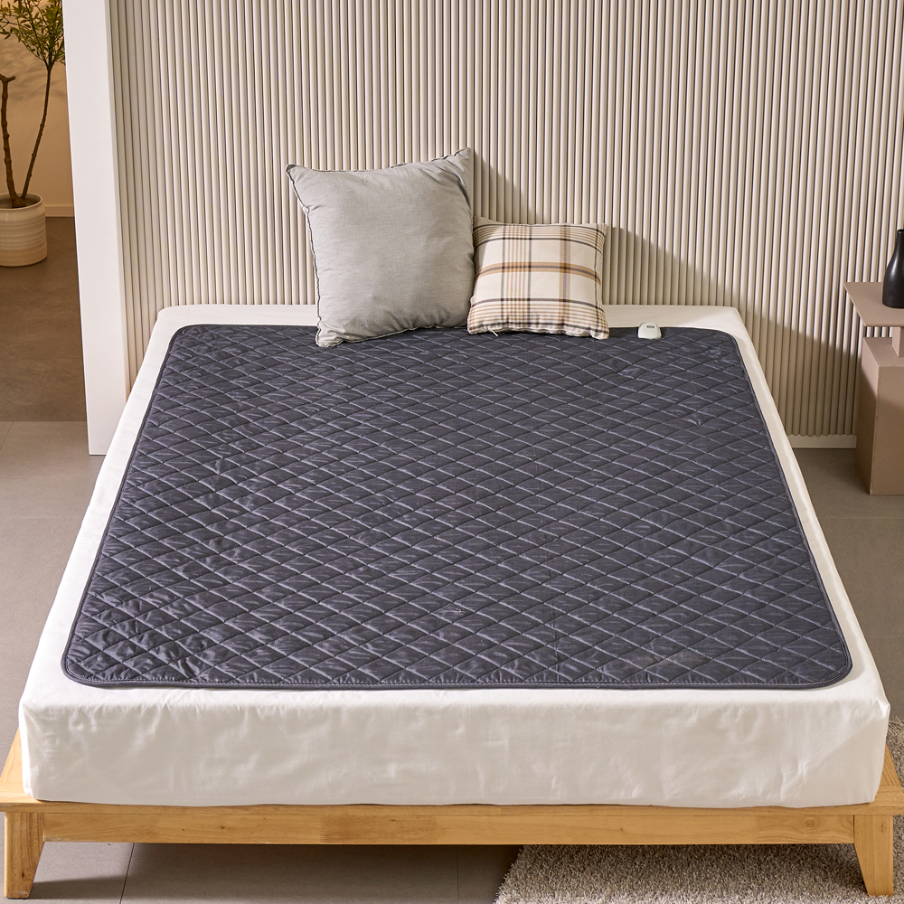 탄소매트 전자파안심 좌우 분리난방 퀸더블 전기장판 심플블랙그레이 EMF