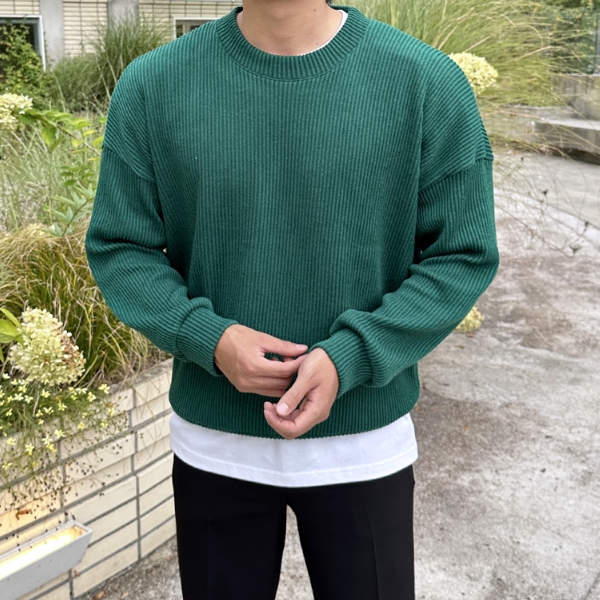 1+1 남자 프라이 오버핏 봄 가을 골지 라운드 맨투맨 이미지 4