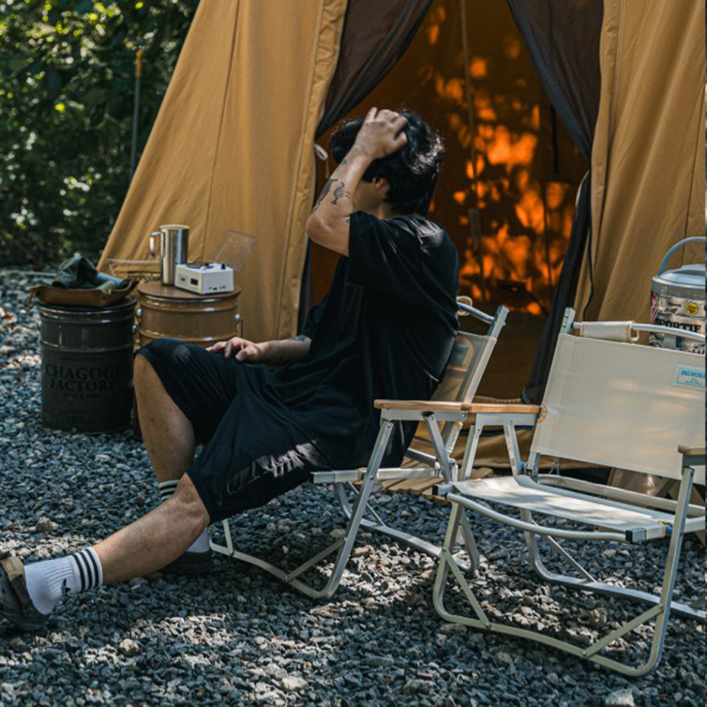 원스위크라이프 캠핑 의자 커밋 폴딩 플랫 체어 1+1 싱글, 블랙, 1개