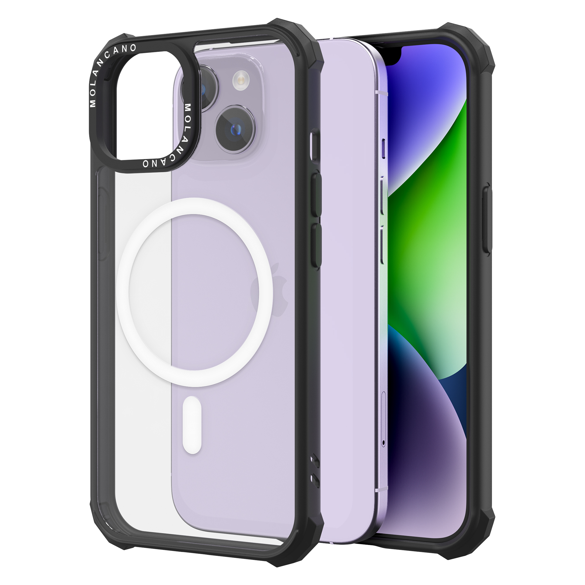 모란카노 임팩트 시그니처 맥세이프 에어쿠션 범퍼 케이스 투명, 아이폰15 프로