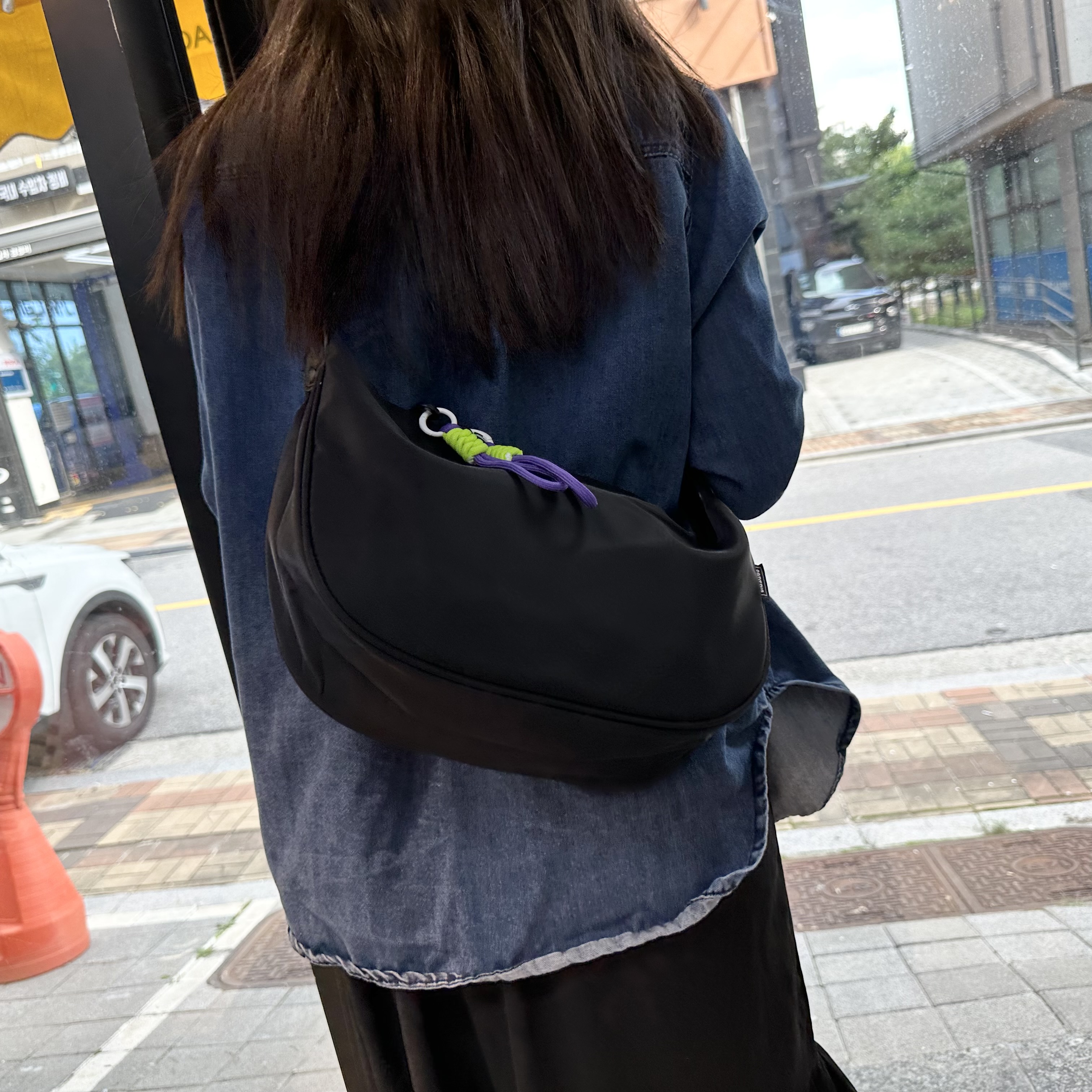 반달 여행용 크로스백 보부상 가벼운 유럽여행가방 핸드폰 도난방지 크로와상백 나일론