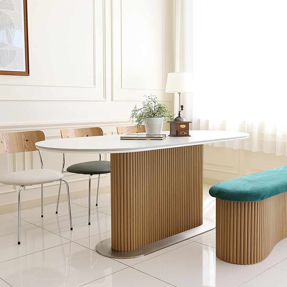 맨버 6인 8인용 타원형 포세린 세라믹 템바보드 식탁 테이블 2000 CL492