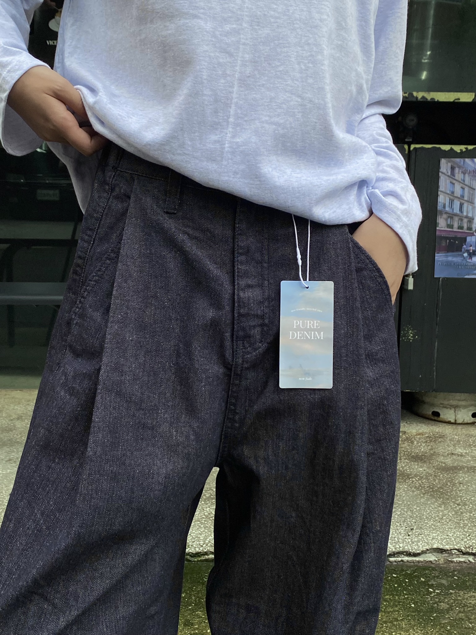 문즈 핀턱 뒷 밴딩 이염없는 논페이드 와이드 벌룬 데님 / S - M / 뒷 밴딩 여유로운 폼 벌룬한 상세 이미지 30