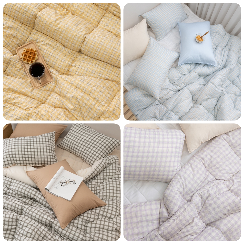 기숙사 체크 차렵이불 SS 알러지케어 슈퍼싱글이불 사계절 간절기 침구