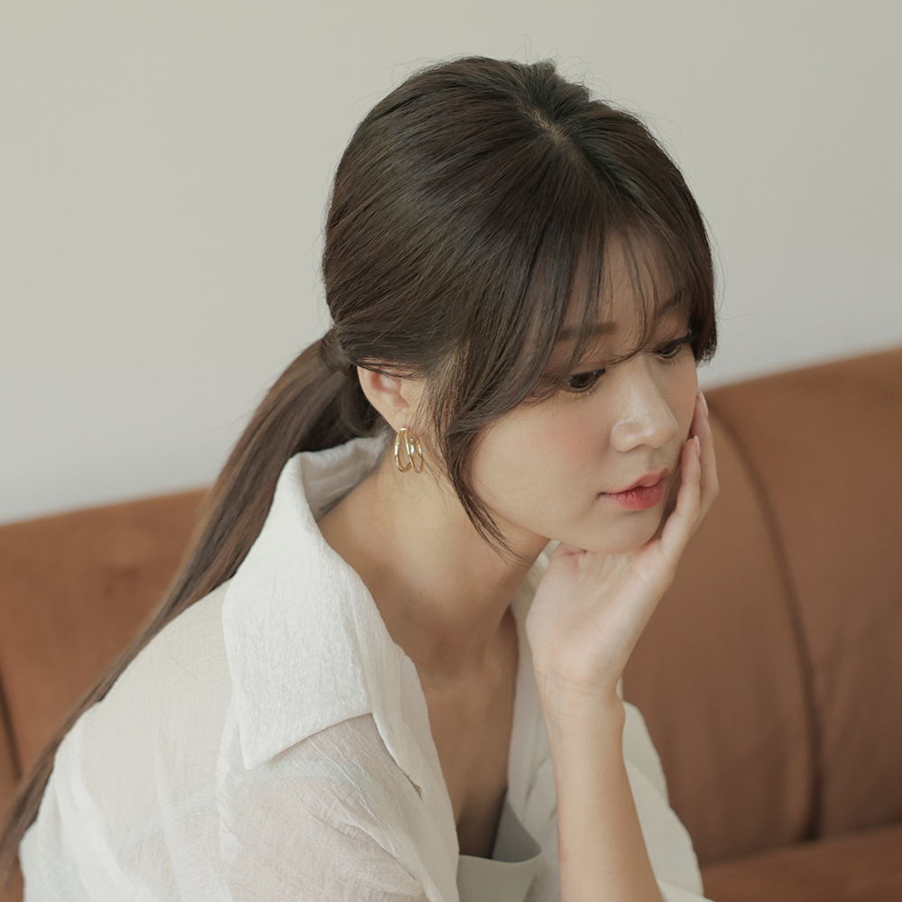 인모 똑딱이 앞머리가발 롱 사이드뱅 부분가발 피스 - 상품 이미지