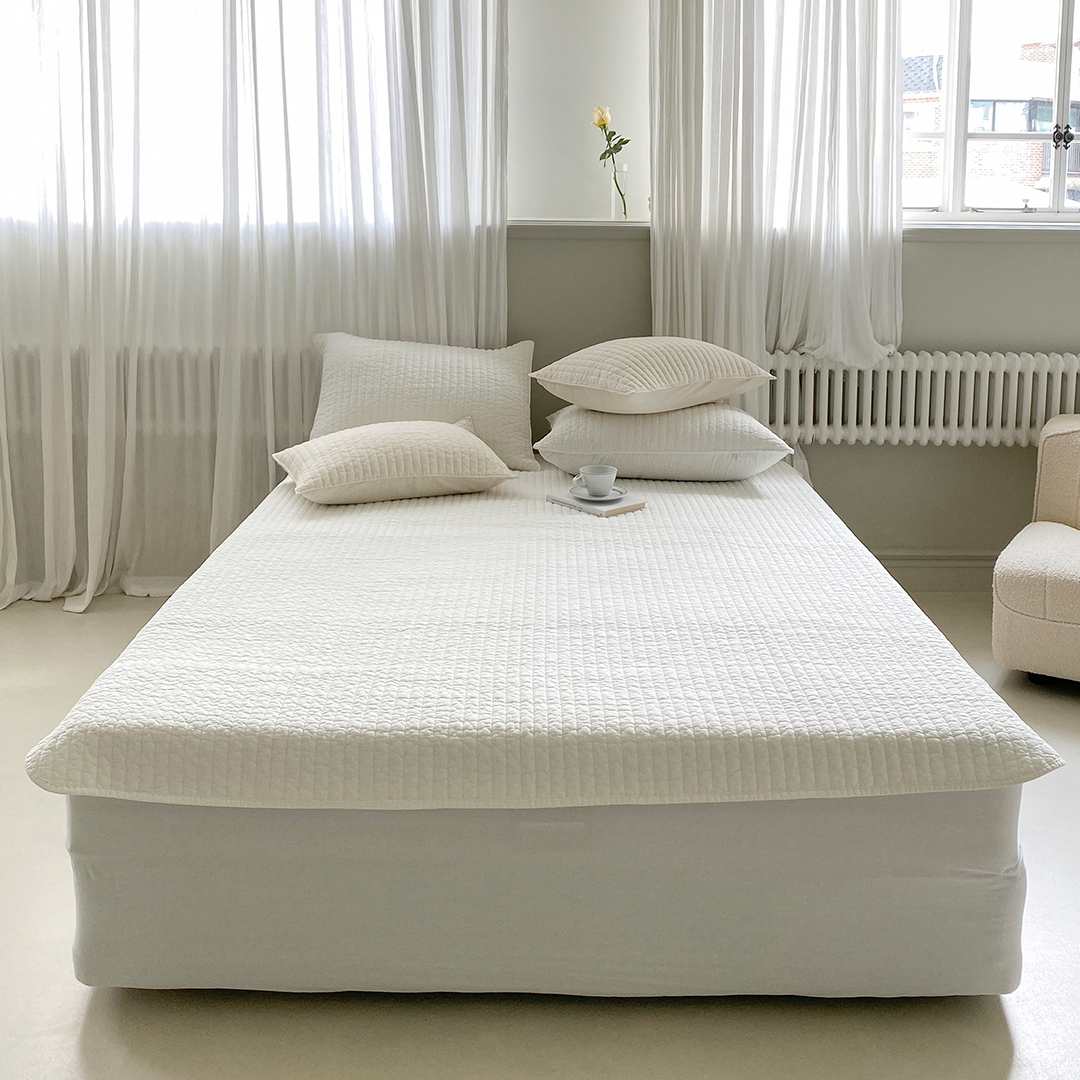 모제무드 와이드 오가닉 순면 무형광 피그먼트 밴딩 침대패드 이불 SS