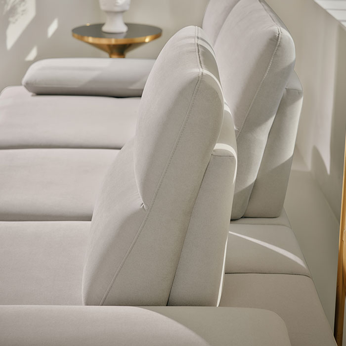 [에싸] 클로에 4인 스윙기능 리브 패브릭 소파+스툴(카시미라, 크라비츠 옵션)