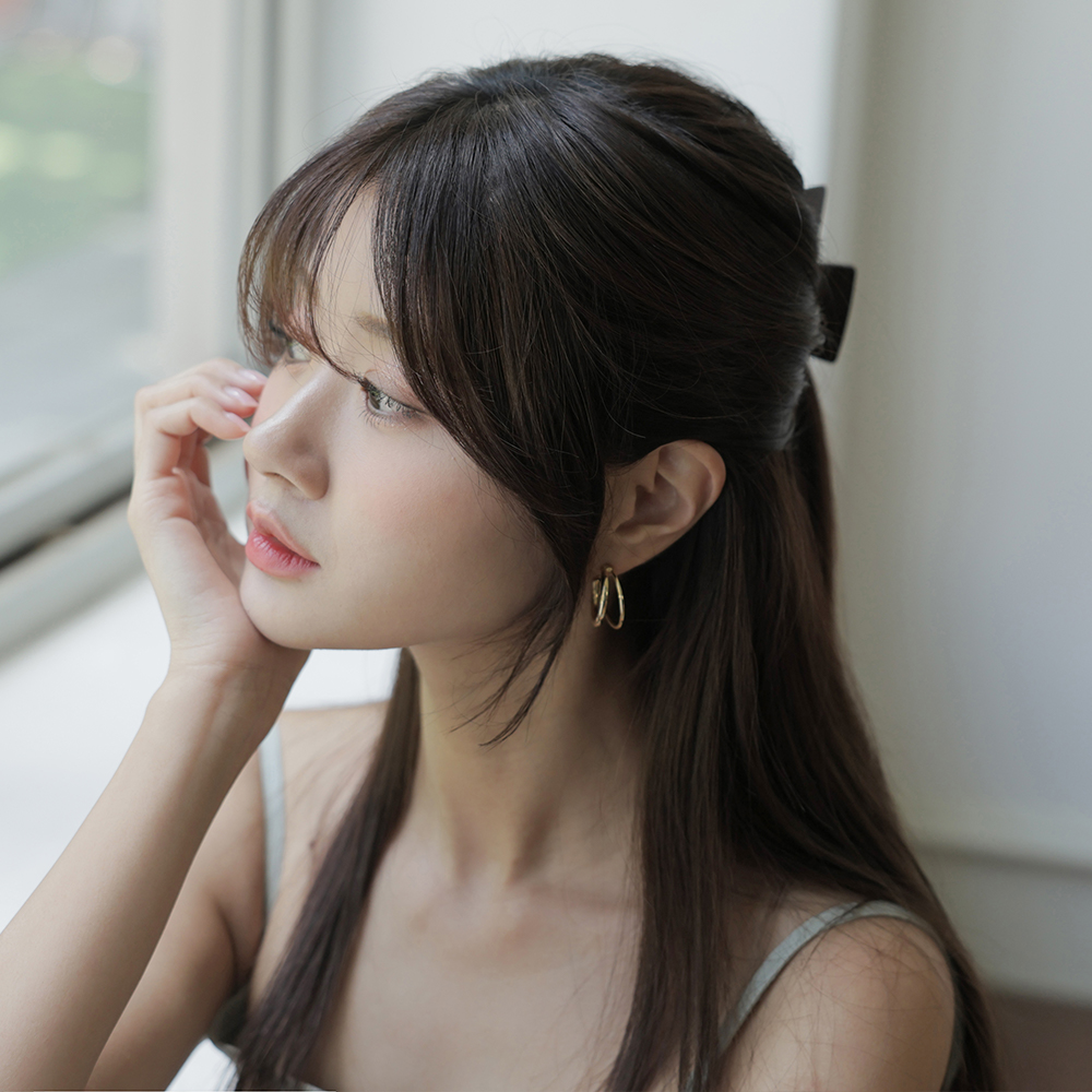 인모 똑딱이 앞머리가발 롱 사이드뱅 부분가발 피스 - 상세 이미지 4