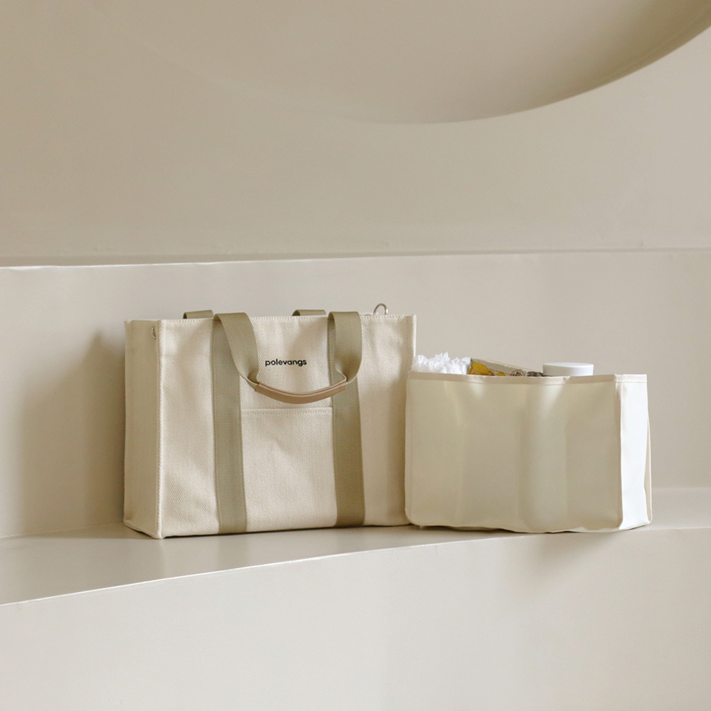 [토드비] 폴뱅스 기저귀가방 캔버스 토트백 데일리백 (숄더스트랩+이너백 포함)