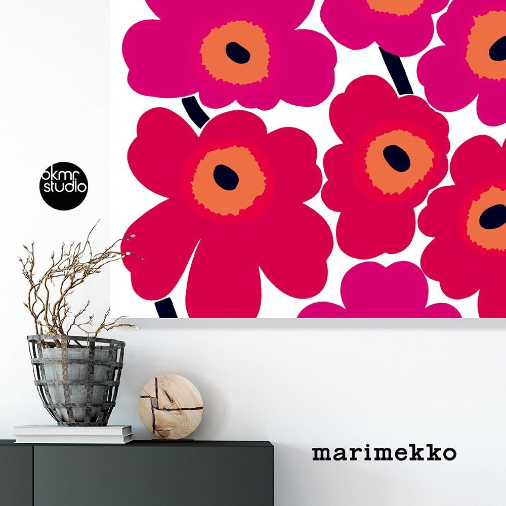 마리메꼬 우니꼬 레드화이트오렌지 캔버스 대형 거실 인테리어 꽃 그림 액자 주문 제작 - 상세 이미지 3
