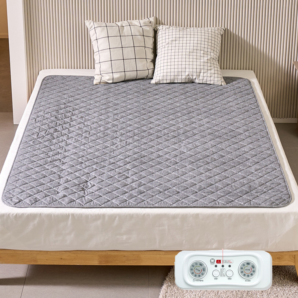 탄소매트 퀸더블 전기장판 전자파 안심 좌우 분리난방 진그레이 150X200