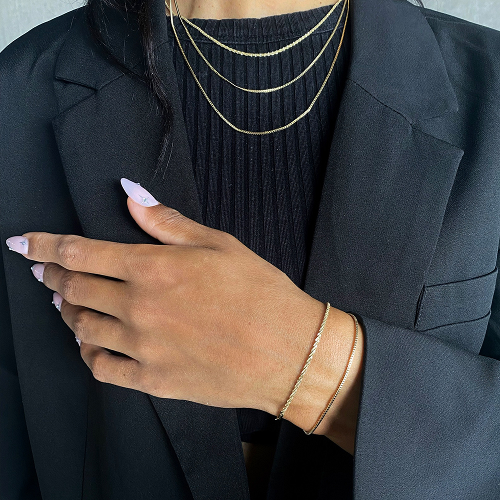 다니엘 웰링턴 BOX CHAIN NECKLACE 2컬러 박스체인 레이어드목걸이 이미지 8