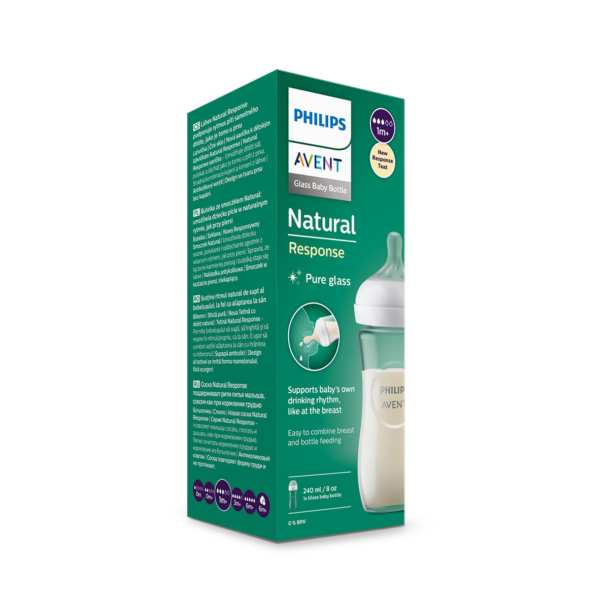 필립스아벤트 배앓이방지 아기편한 유리 젖병 240ml 1P (1m+ 젖꼭지 포함) SCY933/01 - 상세 이미지 4