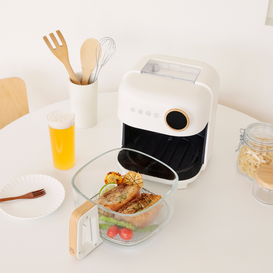 쉐프본 에어밈 스팀 보이는 유리 에어프라이어 4.5L