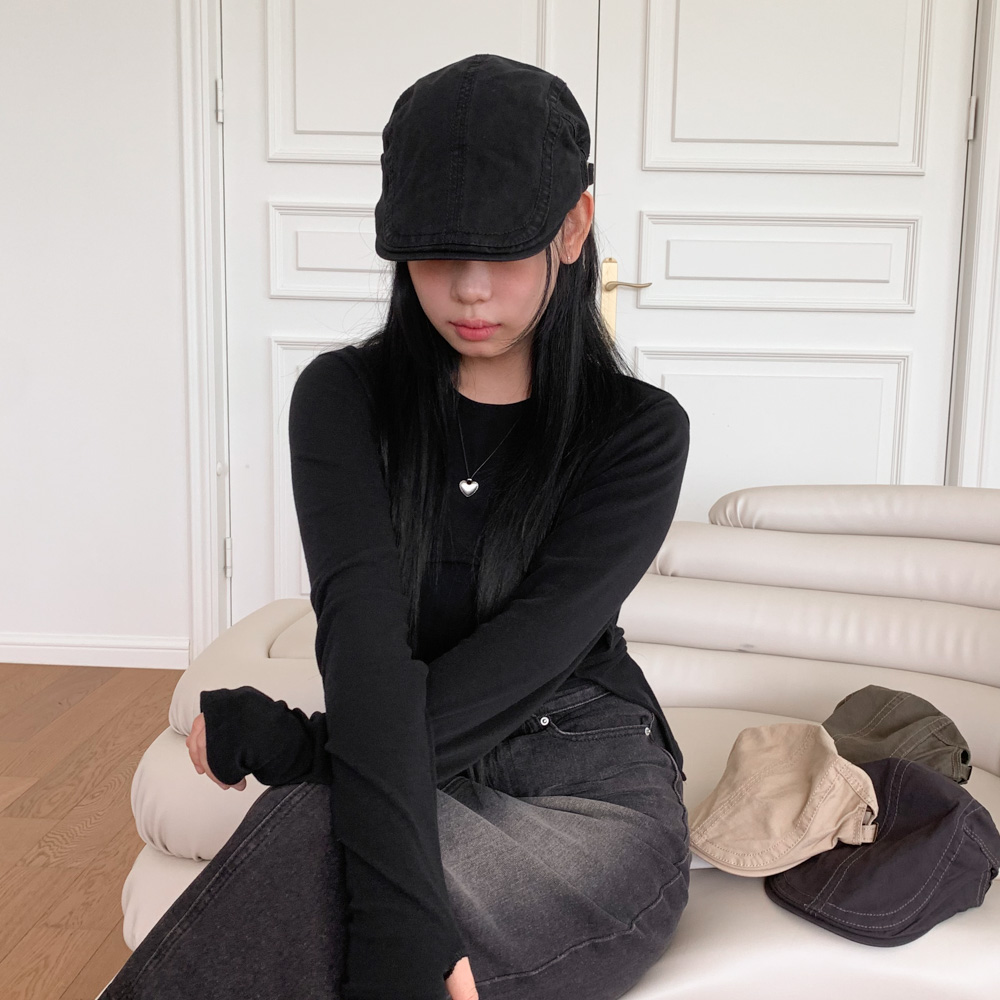 [둘레조절] 스티치 라인 빈티지 빵모자 헌팅캡 모자 4color 상세 이미지 40