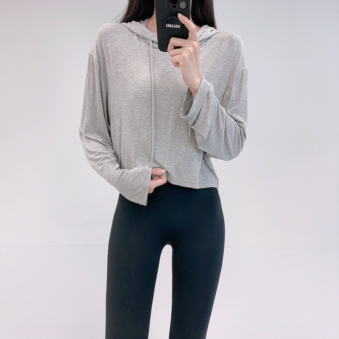 로라벨 칸투 필라테스복 여성 요가복 필라테스 요가 상의 옷 커버업 운동복 탑 긴팔 크롭 - 상세 이미지 3