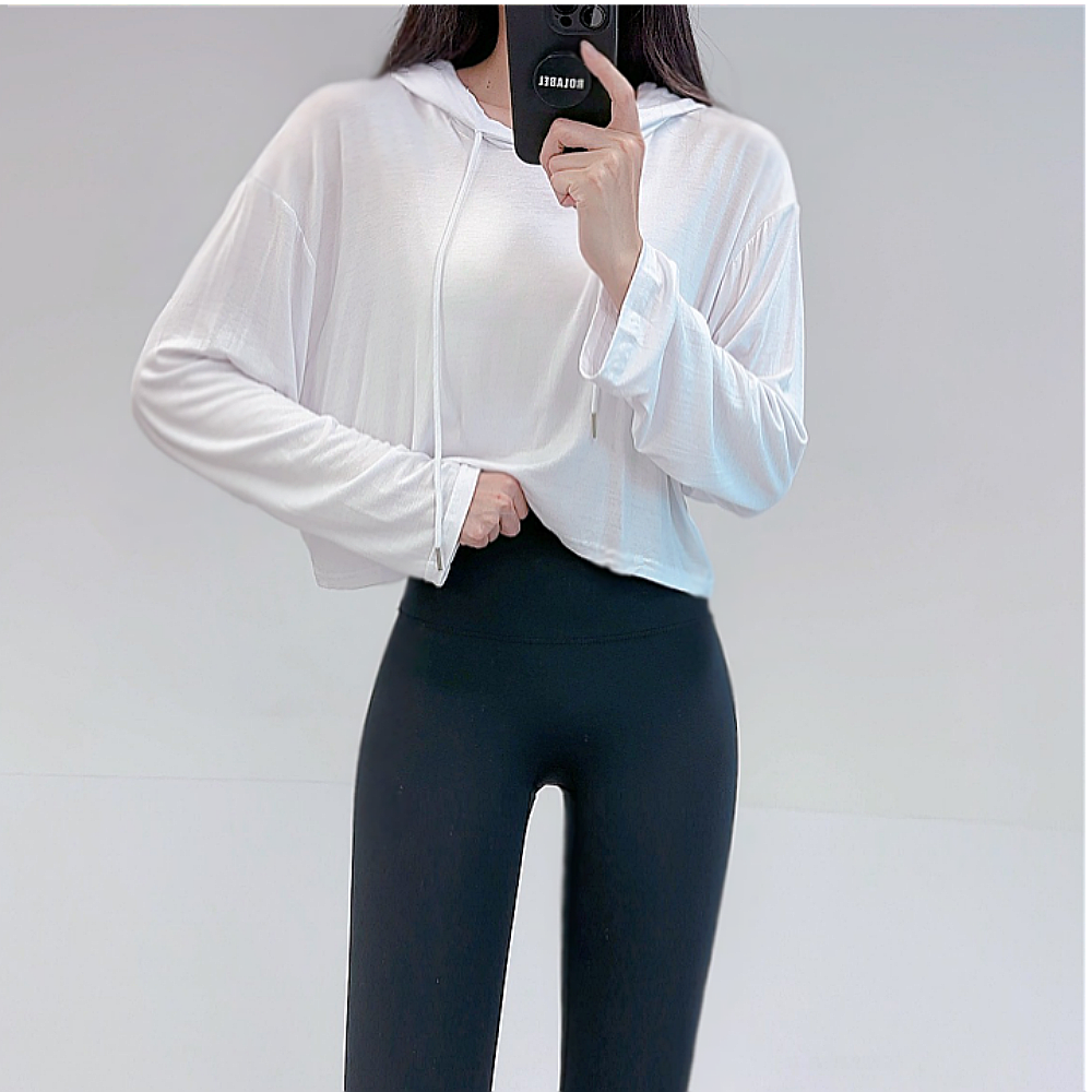 로라벨 칸투 필라테스복 여성 요가복 필라테스 요가 상의 옷 커버업 운동복 탑 긴팔 크롭 - 상품 이미지