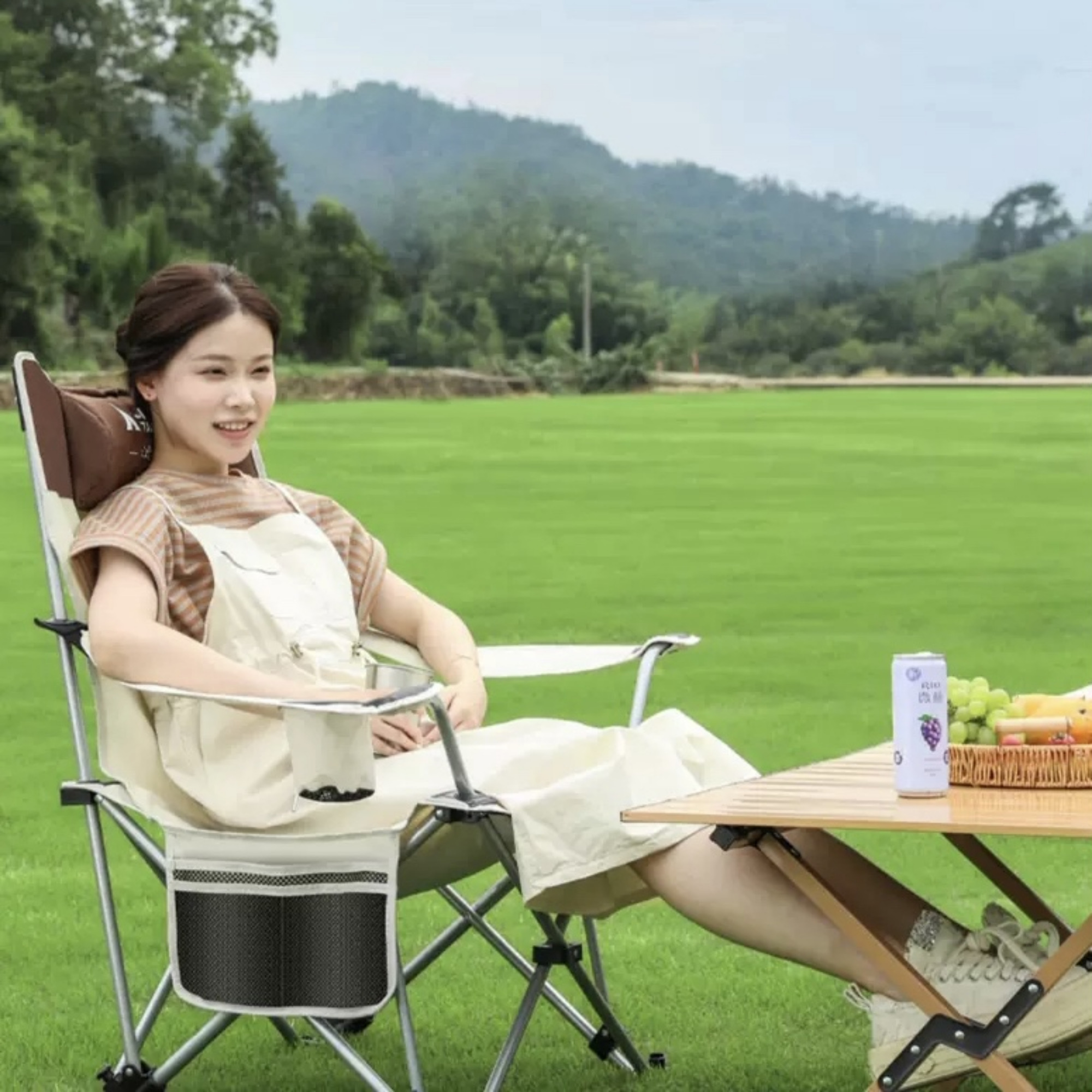 각도조절 발받침 캠핑의자 아이보리 이미지 6
