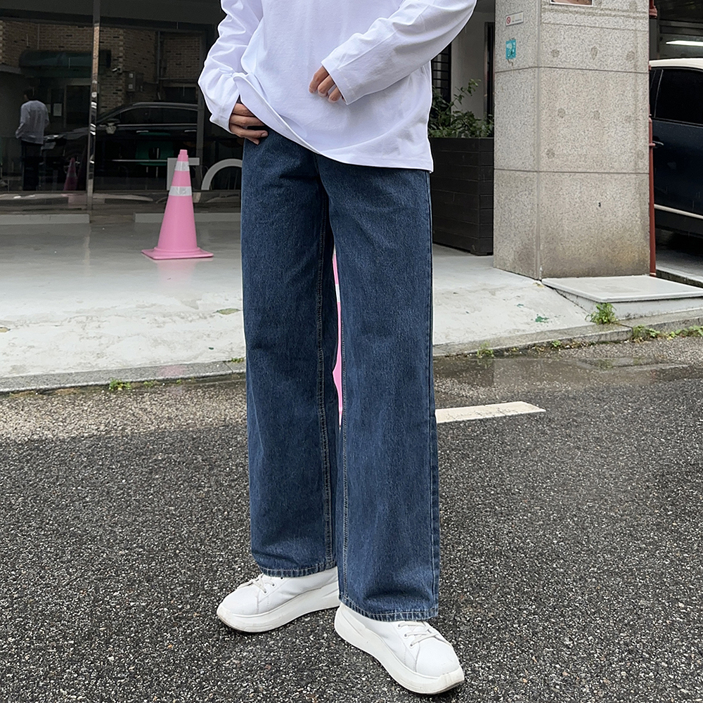 남자 와이드청바지 빅사이즈 9부 10부 남자 청바지