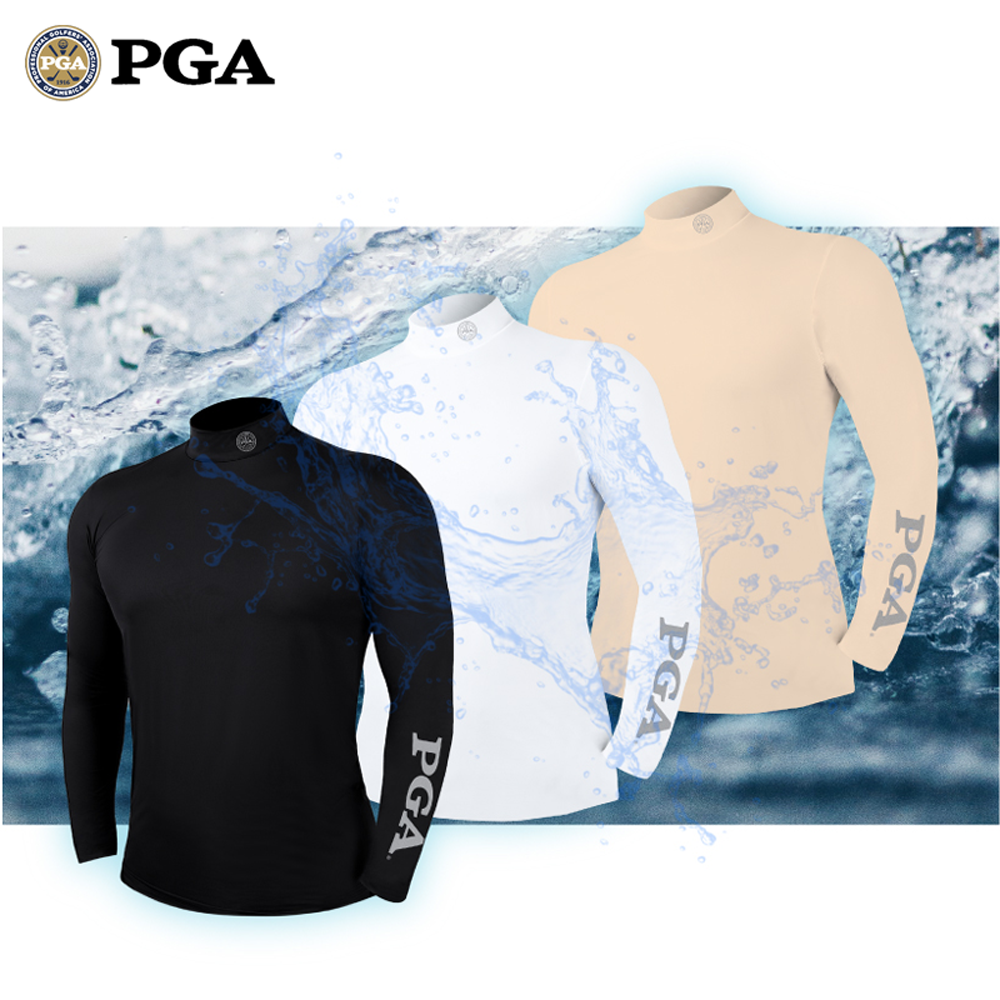 PGA 남성용 목폴라 베이스레이어 PGAM-60 기능성 등산 냉감 쿨 스포츠 등산 러닝 피트니스 - 메인 이미지