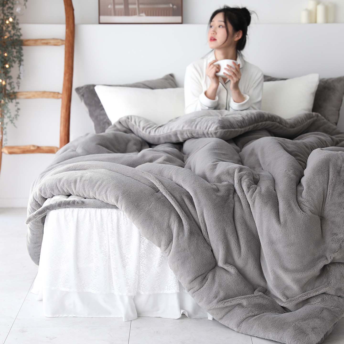 겨울 극세사이불 노스베어 프리미엄 라셀 10mm 장모 차렵이불 SS