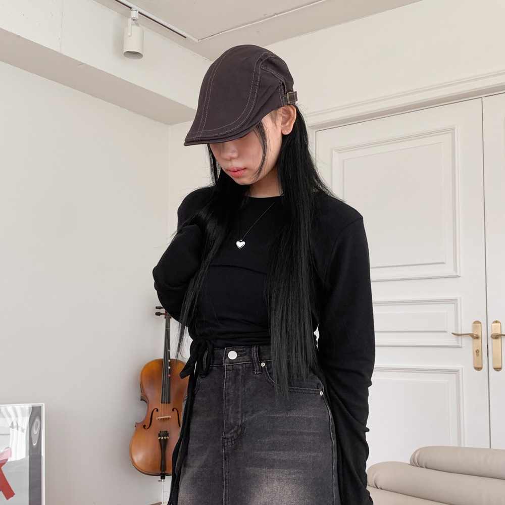 [둘레조절] 스티치 라인 빈티지 빵모자 헌팅캡 모자 4color 상세 이미지 28