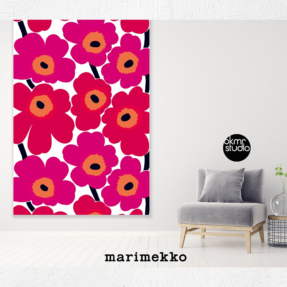 마리메꼬 우니꼬 레드화이트오렌지 캔버스 대형 거실 인테리어 꽃 그림 액자 주문 제작 - 상세 이미지 5
