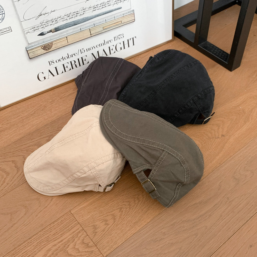 [둘레조절] 스티치 라인 빈티지 빵모자 헌팅캡 모자 4color 상세 이미지 5