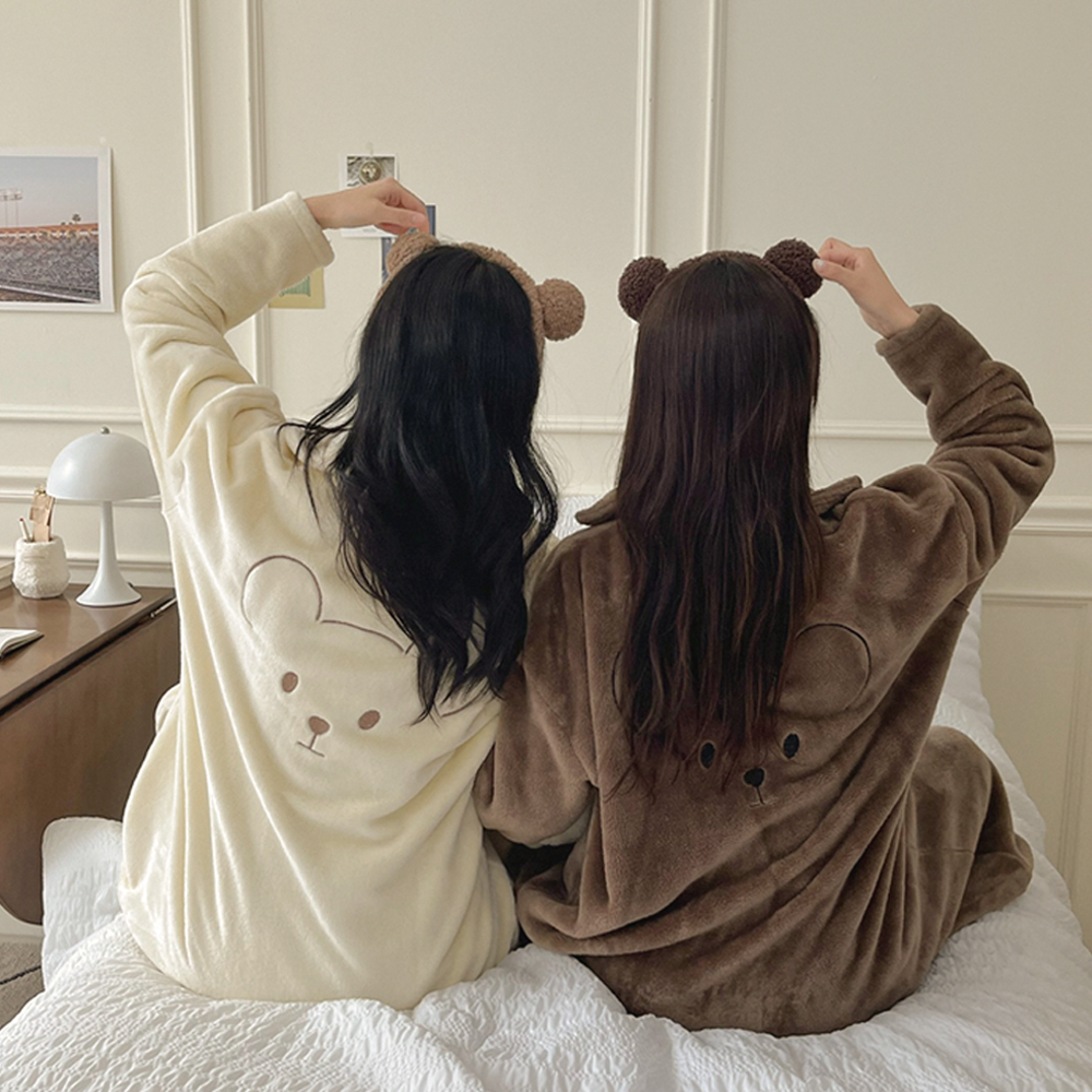 코지베어 후리스잠옷 긴팔파자마 3color - 상품 이미지