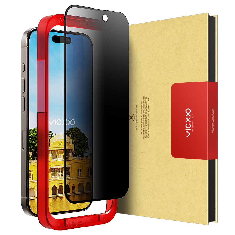 빅쏘 4D 사생활보호필름 강화유리 아이폰15 프로 맥스, 1매입