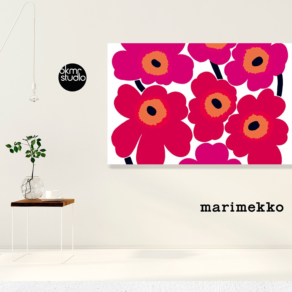 마리메꼬 우니꼬 레드화이트오렌지 캔버스 대형 거실 인테리어 꽃 그림 액자 주문 제작 - 상세 이미지 2
