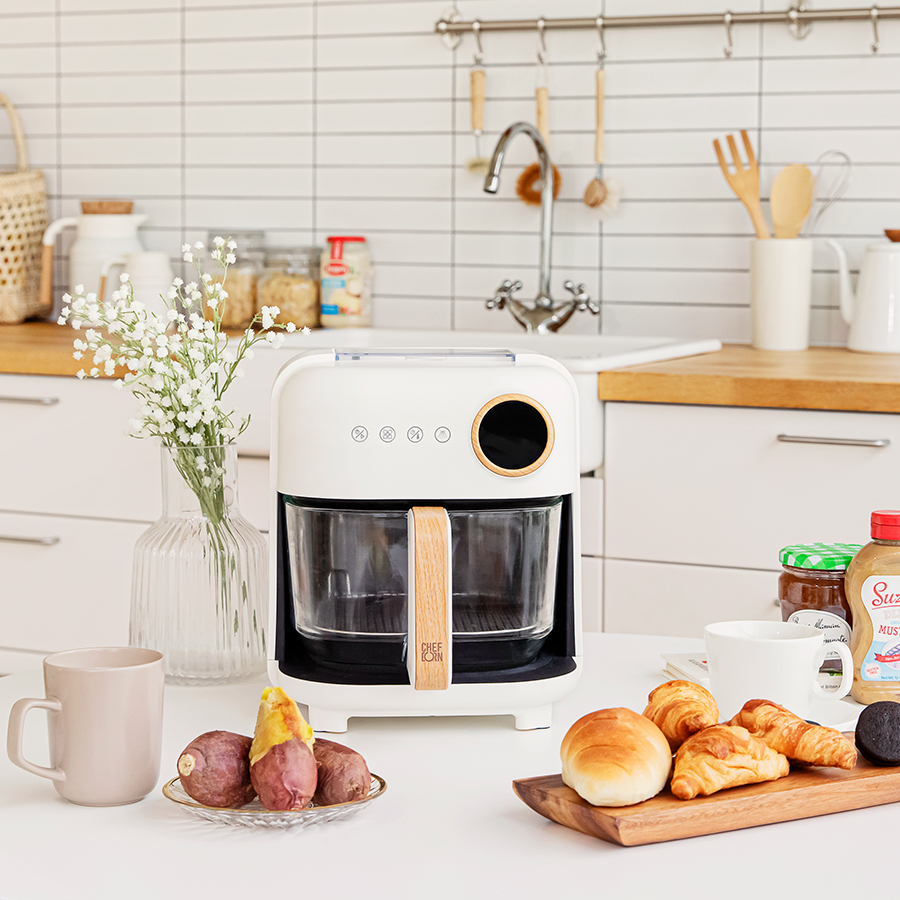 쉐프본 에어밈 스팀 보이는 유리 에어프라이어 4.5L