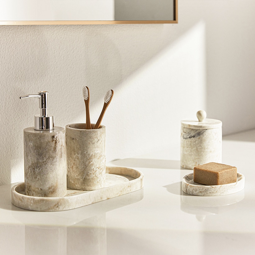 [까사미아] 비안코 마블 코튼 캐니스터