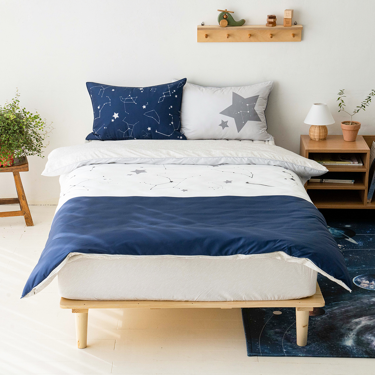 키덜트 취향저격 먼지없는 사계절 알러지케어 이불커버 베개세트 스타블 (별우주), S.SS(싱글.슈퍼싱글겸용)