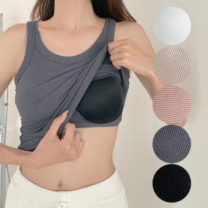 캡내장 여성 메리야스 브라캡 런닝 브라탑 민소매 나시 캐미솔 R타입 착용 후기 | 사이즈/핏 총정리 - 상품 이미지 1