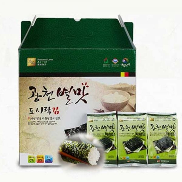 김반찬 파래도시락김 광천 별맛 파래김 도시락 조미 김 선물 세트 4g 32봉 : 난이마트
