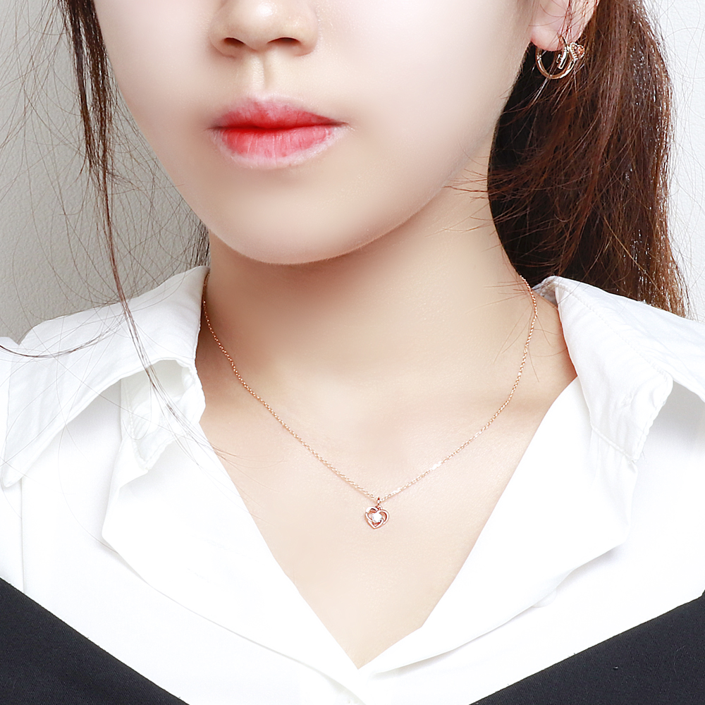 14k 하트 팬던트 목걸이 1부 3mm 모이사나이트 - 상세 이미지 3